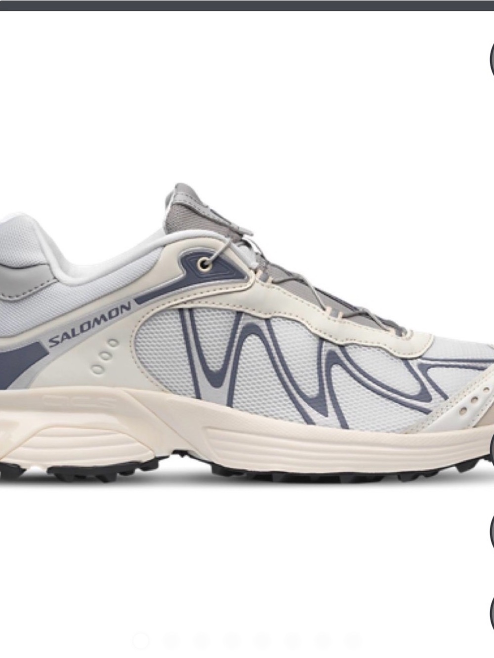 Salomon Men's Trail Sneaker in Light Gray and Cream with Navy Accents